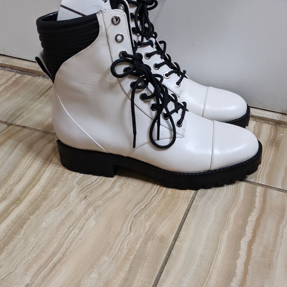 Michael Kors Bastian Lace-up White Combat Boots - Picture 4 of 12